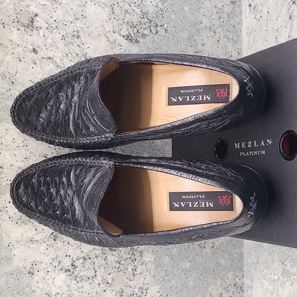 Mezlan Platinum Banff Ostrich Loafers - Picture 9 of 10